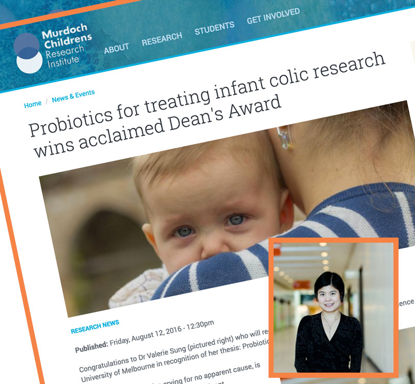 Probiotics for treating infant colic research wins acclaimed Dean's Award