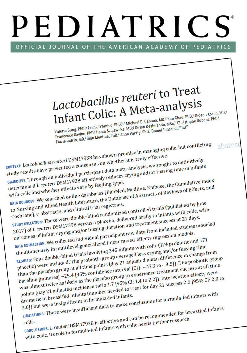 Lactobacillus reuteri to Treat Infant Colic: A Meta-analysis