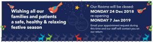 Melbourne Paediatric Specialist Closed on 24 December 2018 (Christmas Eve) reopening Monday 7 January 2019
